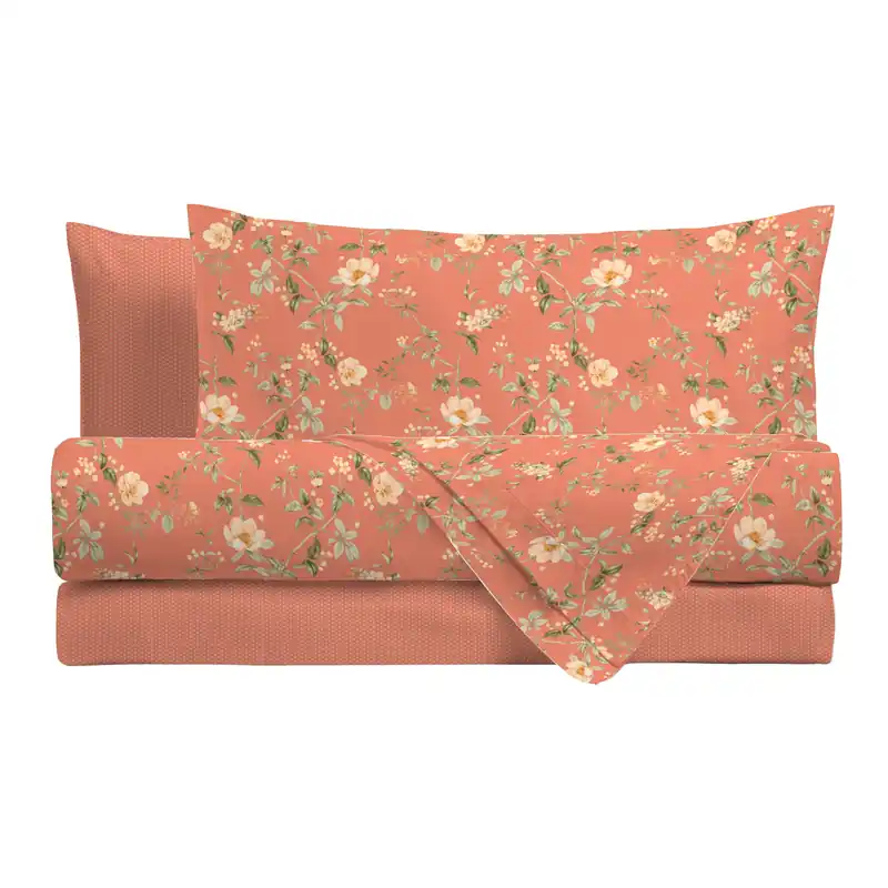 Bestseller Completo Letto Piazza e Mezza con Stampa Atelier - Fantasia Pauline Dusty Coral
