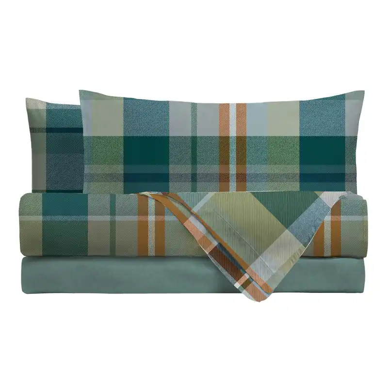 Completo Letto Singolo in Cotone con Stampa - Fantasia Wrap Me Ralph Teal Professionale