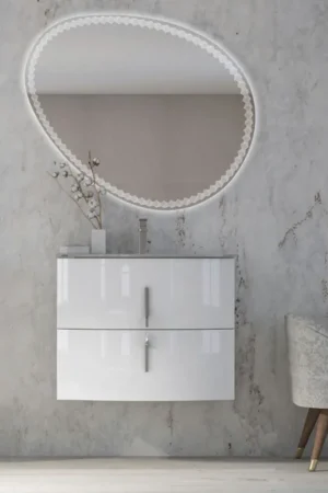 Mobile bagno sospeso Jane curvo cm 70 bianco lucido Subito Disponibile