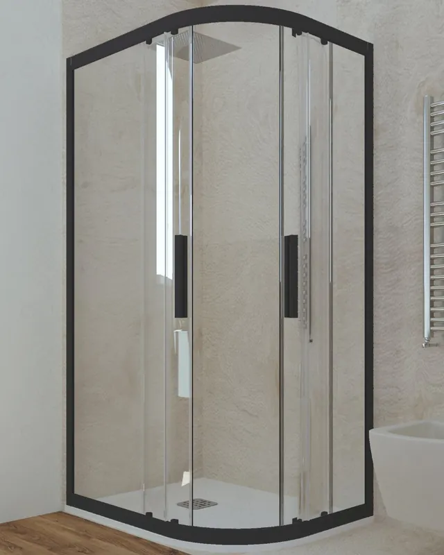 Di Tendenza Box doccia 80x100 cm semicircolare nero opaco - vetro temperato
