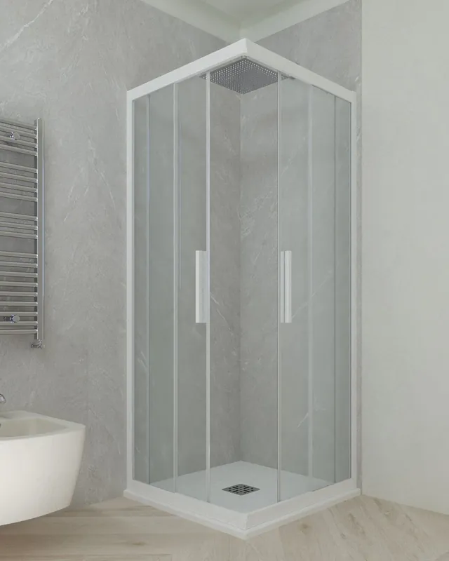 Nuova Collezione Box doccia quadrato cm 90x90 cristallo temperato – bianco opaco