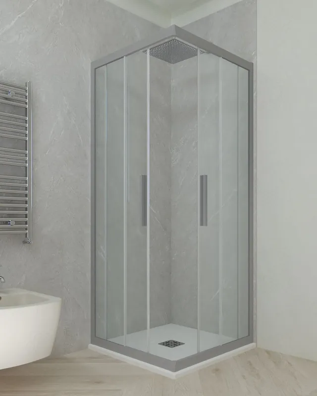 Prezzo Di Fabbrica Box doccia quadrato cm 70x70 cristallo temperato - silver