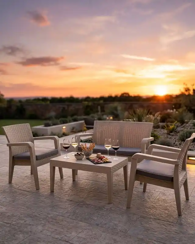 Set da giardino in polipropilene crema – Antea Promozione Esclusiva