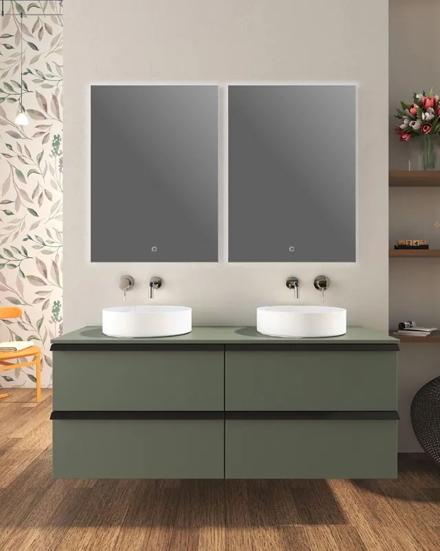 Scelto Dai Clienti Mobile bagno sospeso Laguna cm 140 verde opaco e top da appoggio