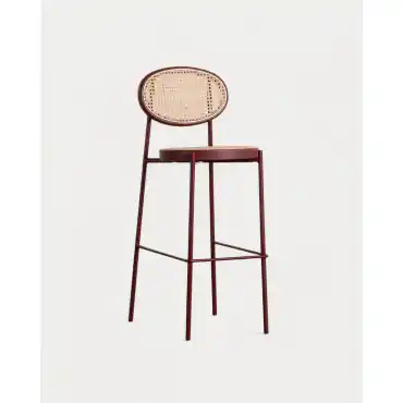 Occasione Sgabello alto 75 cm in rattan naturale e metallo Vili