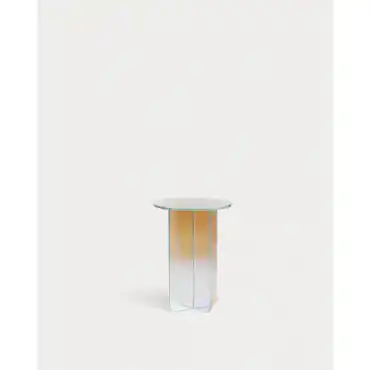 Tavolino alto rotondo Ø40 cm iridescente in vetro temperato Iris Prezzo Scontato