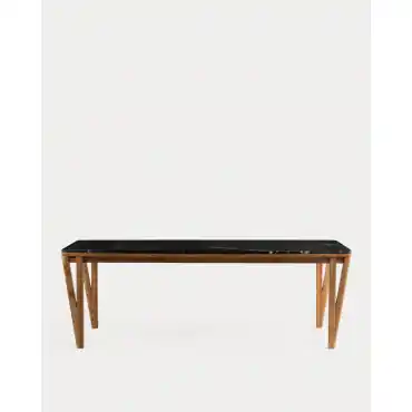 Must-Have Tavolo da esterno rettangolare 220x100 cm in marmo e legno di acacia Mundy