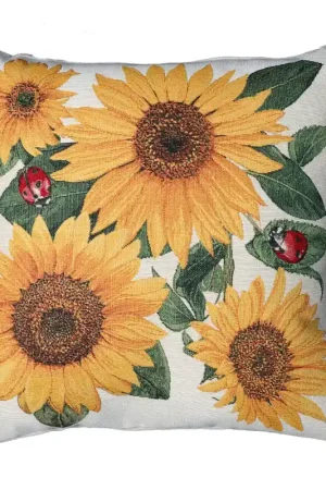 Consegna Rapida Cuscino Arredo per Divano Emily Home Sunflowers 45x45 cm in Gobelin