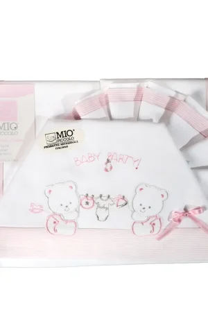 SET LENZUOLA CULLA CARROZZINO "FACCIAMO FESTA" - MIO PICCOLO Super Prezzo