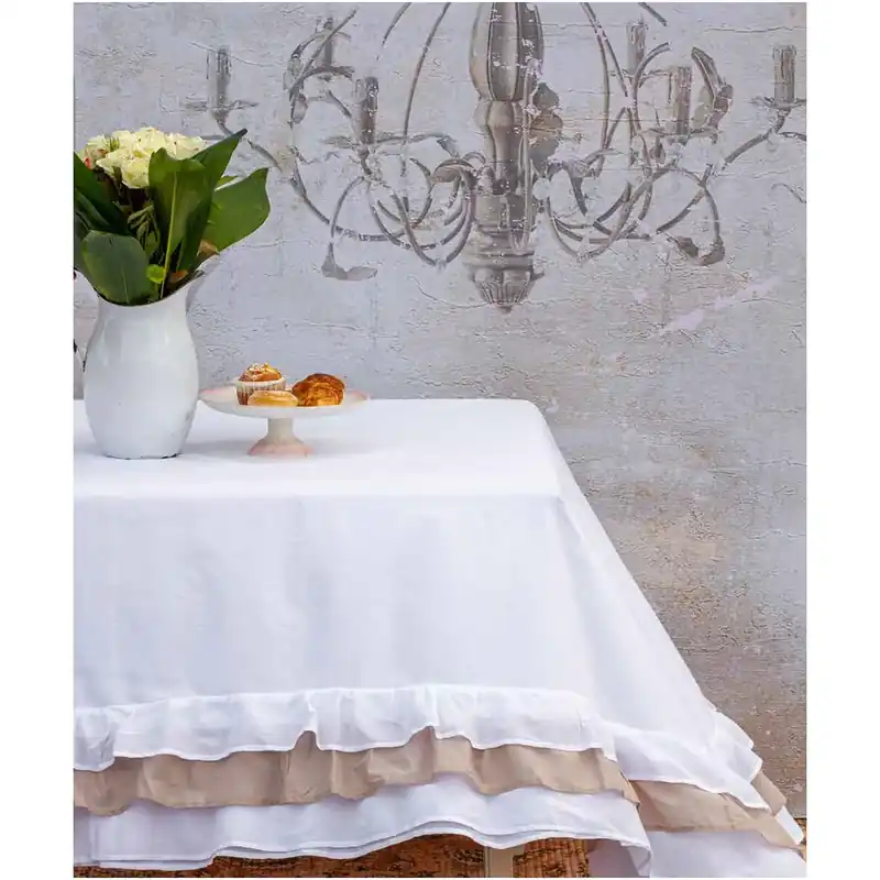 Tovaglia da Tavola L’Atelier17 Sucre Puro Cotone 150x270cm Rouches Bicolor Solo Oggi